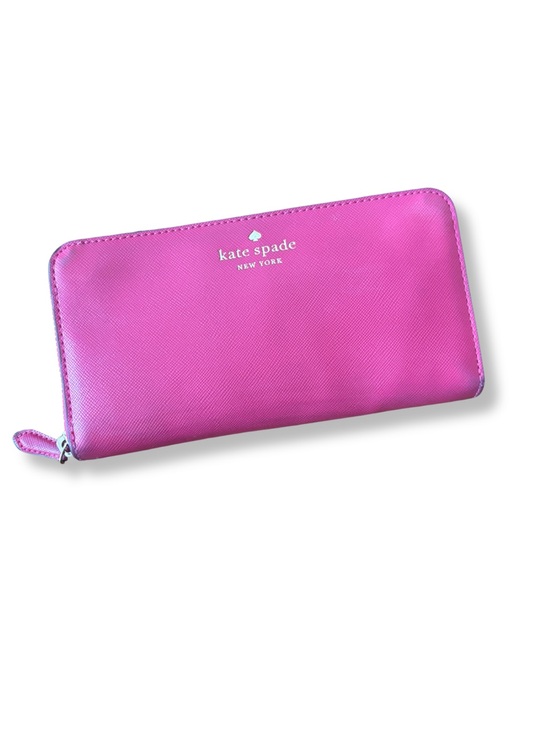 kate spade Handbags - Kate Spade New York Pink Saffiano Leather Zip Around Continental Wallet
